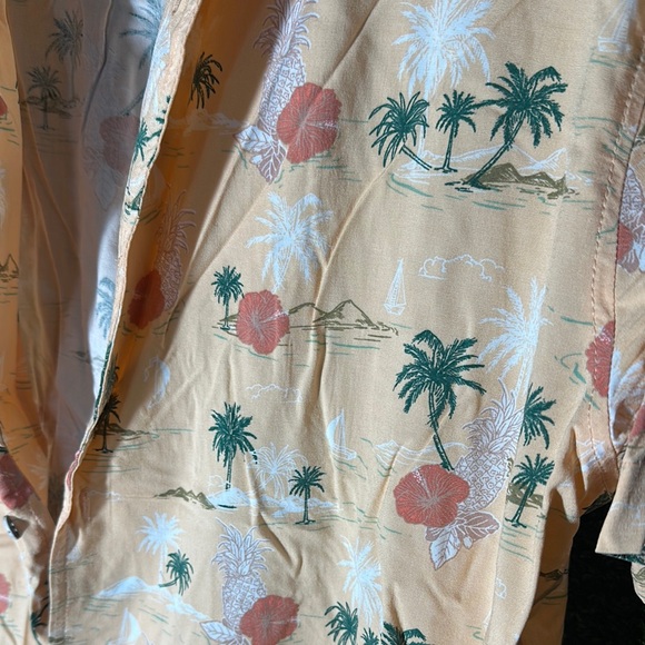 Orange Casual Button Down Shirt with Tropical Print - Picture 2 of 3